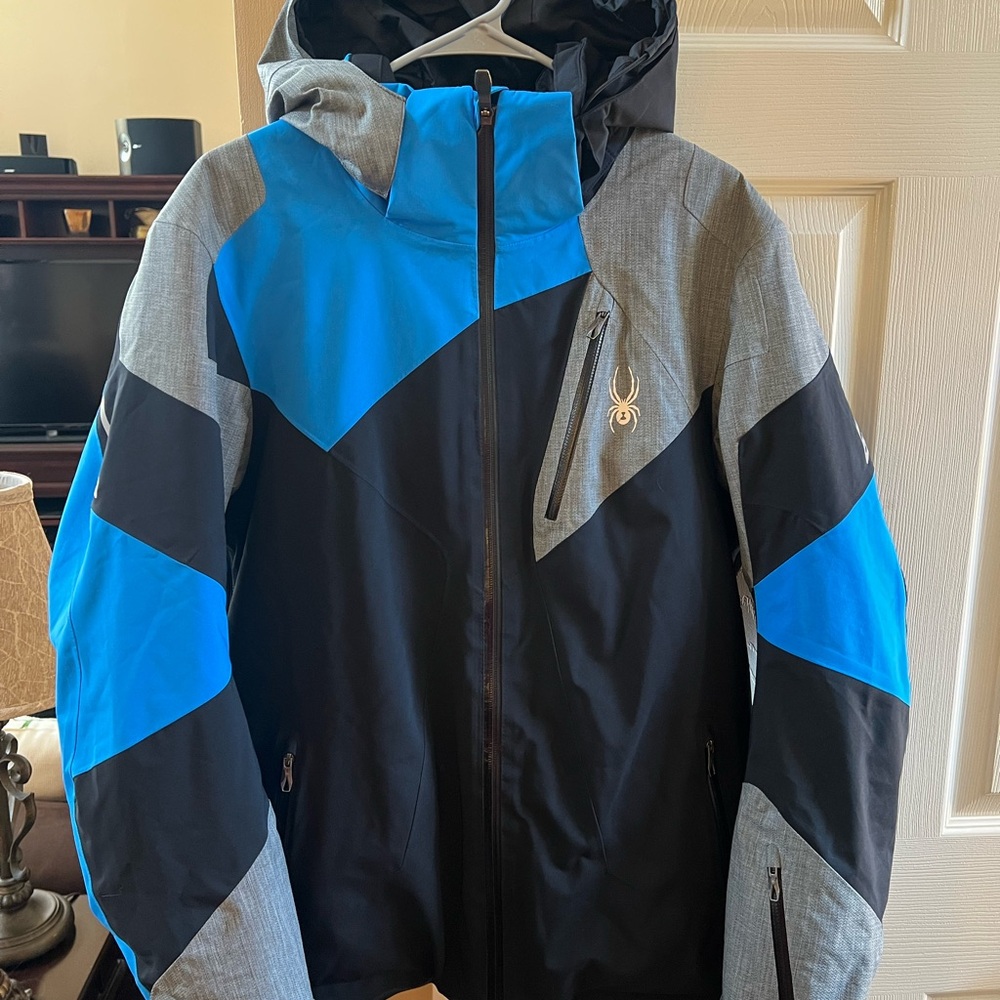 Spyder Black and Blue Hooded Jacket